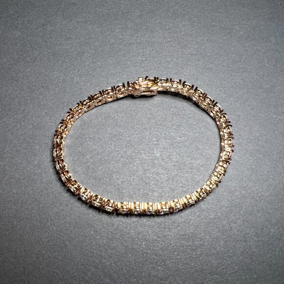 JCM CZ Cubic Zirconia Rose Gold Tone Elegant Tennis Bracelet 8" - Picture 2 of 6